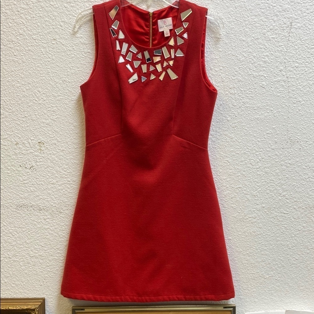 JB by Julie Brown Red Embellished Sheath Mini Dress